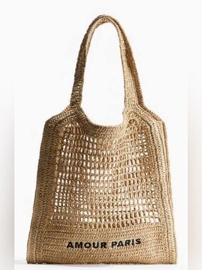 H&M Natural Crochet AMOUR PARIS Tote Bag